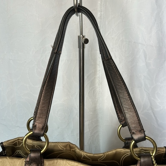 COACH MIA Signature C tan and brown Satchel carryall handbag. Style #15402 - Picture 2 of 16